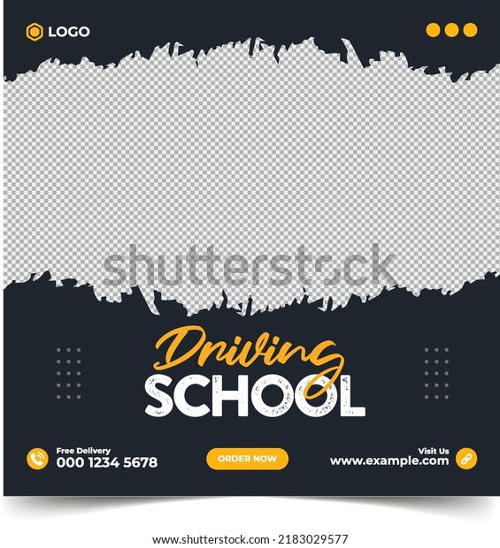 Driving\
school corporate social media post template design or web banner\
template, training school web banner design, flyer design template,\
car driving school social media post,\
vector