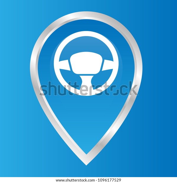 driving school here. driving school icon and map
pointer. steering wheel
symbol