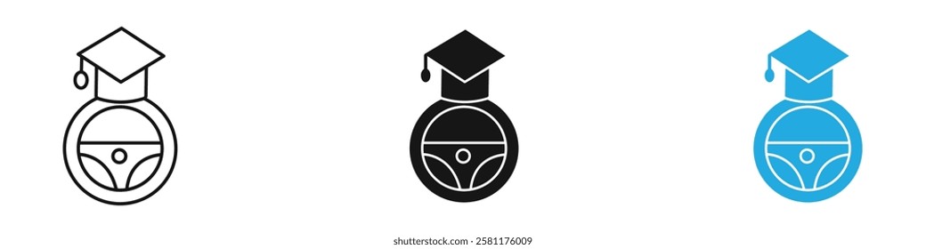 driving school icon black white vector outline