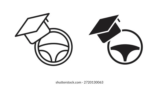 Ilustración del icono de la escuela de conducción, Vector de línea delgada, signo de Diseño web,