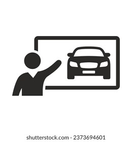 Driving school icon. Learning to drive. Driving lessons. Vector icon isolated on white background.