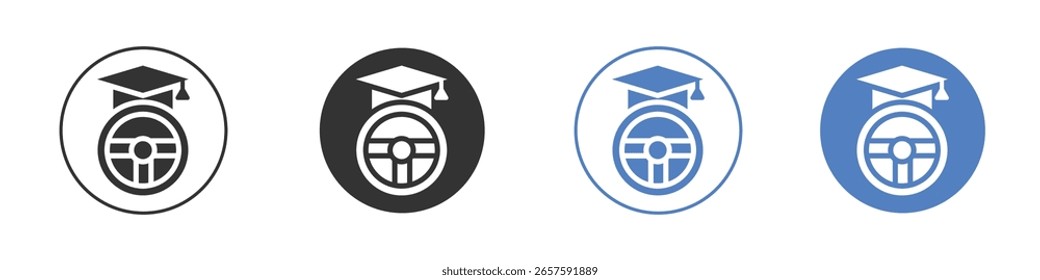 Diseños gráficos del logotipo del icono de la escuela de conducción