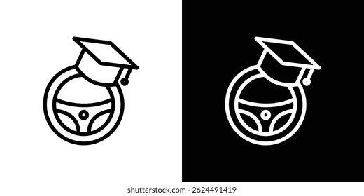 Icono de la escuela de conducción. Conjunto de Vectores de logotipos