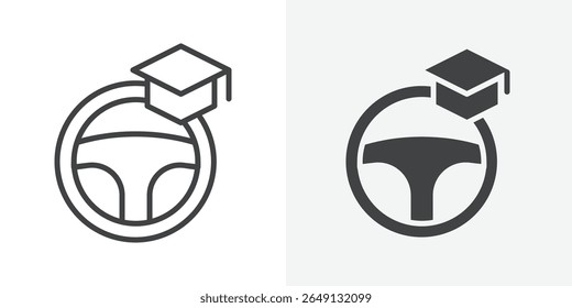 Icono de la escuela de conducción Esquema de signo de Vector