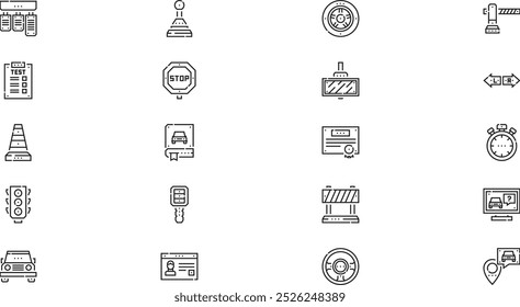 Driving school icon pack High-Quality Vector Icons Collection with Editable Stroke. Ideal for Professional and Creative Projects.