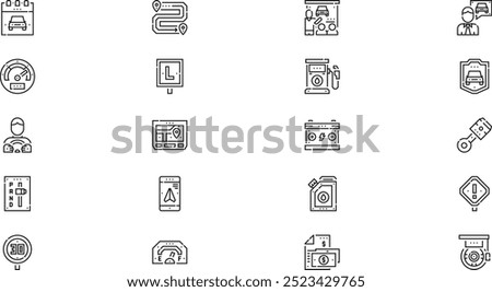 Driving school icon pack High-Quality Vector Icons Collection with Editable Stroke. Ideal for Professional and Creative Projects.