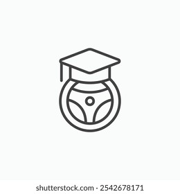 Driving school icon set in black color