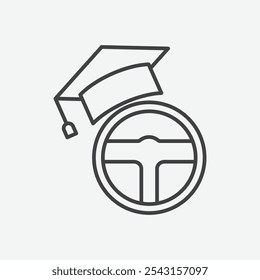 Conjunto de ícones da escola de condução. ilustração vetorial.