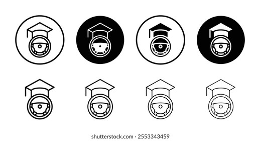 Icono de la escuela de conducción Conjunto de Ilustración vectorial de línea delgada