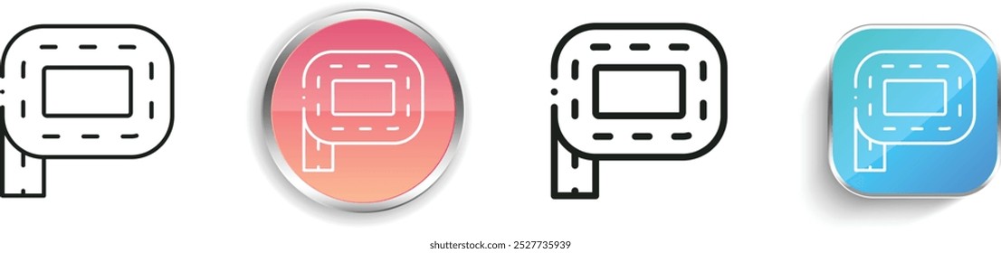 Icono de la escuela de conducción. Diseño de estilo lineal delgado, regular y de Botón aislado sobre fondo blanco