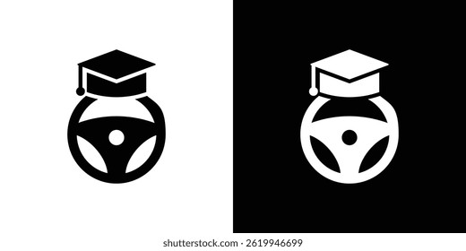 Driving school icon vector, solid logo illustration, pictogram