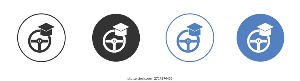 Icono de la escuela de conducción para el Diseño web. pixel iconos planos perfectos