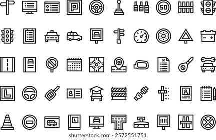 Driving school icons High-Quality Vector Icons Collection with Editable Stroke. Ideal for Professional and Creative Projects.