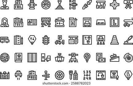 Driving school icons High-Quality Vector Icons Collection with Editable Stroke. Ideal for Professional and Creative Projects.