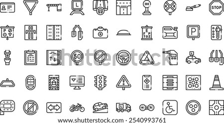 Driving school icons . High-Quality Vector Icons Collection with Editable Stroke. Ideal for Professional and Creative Projects.