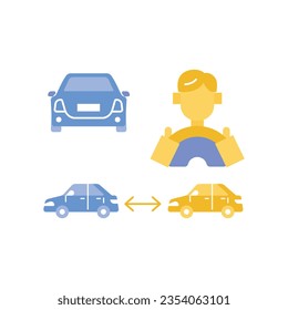 Driving school icons. Minimalist Flat linear web icon set. vector illustration.