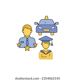 Driving school icons. Minimalist Flat linear web icon set. vector illustration.