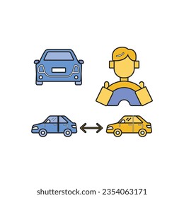 Driving school icons. Minimalist Flat linear web icon set. vector illustration.