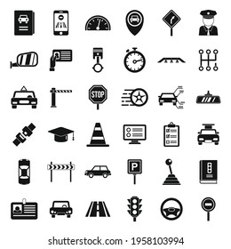 Driving School Icons Set. Simple Set Of Driving School Vector Icons For Web Design On White Background