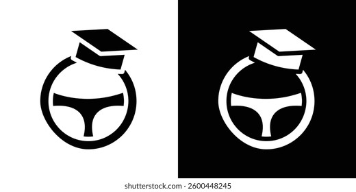 Driving school icons vectors set in solid style.