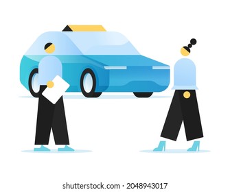 Driving School Illustartion Modern Illustration Concept Stock Vector ...