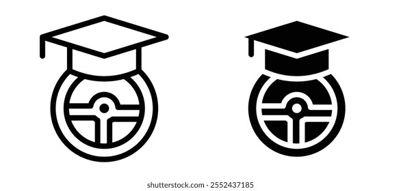 Conjunto de Vector de icono de línea de la escuela de conducción.