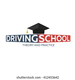 Driving school logo. Auto Education. The rules of the road