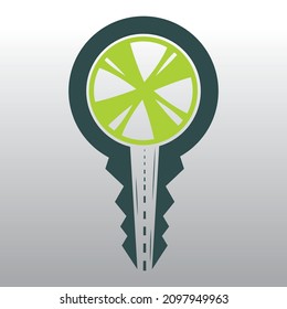 Driving school logo design. Car key with road and tyer icon. - Powered by Shutterstock - Get 15% off with code: PIKWIZARD15