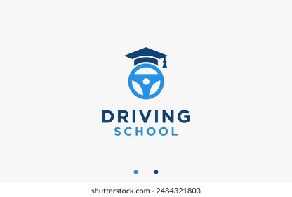 driving school logo design vector silhouette illustration