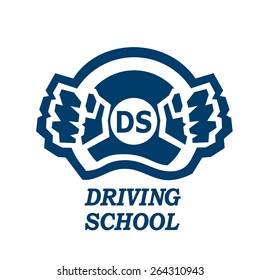 Driving School Logo Hands On Steering Wheel Icon Vector