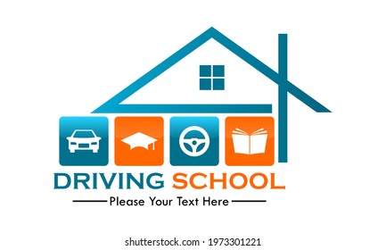 Driving school logo template illustration