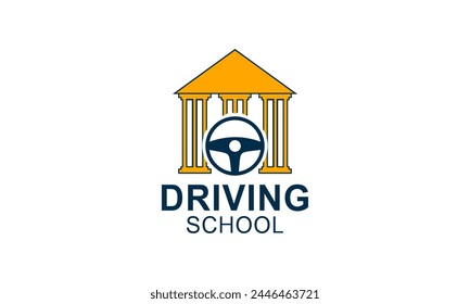 Plantilla del logo de la escuela de conducción. Logotipo del volante