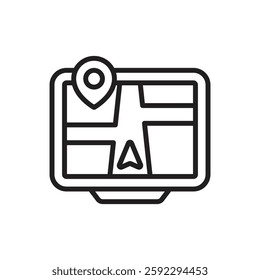 Driving School Navigator Outline Icon Vector Illustration