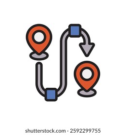 Driving School Route Icon Vector Illustration