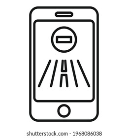 Driving school smartphone icon. Outline Driving school smartphone vector icon for web design isolated on white background