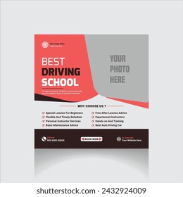 Driving school social media post template,,education template post