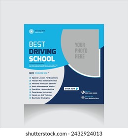 Driving school social media post template,,education template post