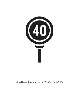 Driving School Speed Limit Filled Icon Vector Illustration