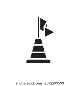 Driving School Traffic Cone Filled Icon Vector Illustration