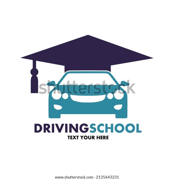 Driving school vector logo\
template. This design use student hat symbol. Suitable for\
transportation.
