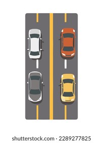 Conducción de sedán a través del tráfico a través del icono de alta velocidad aislado