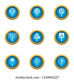 Driving sign icons set. Flat set of 9 driving sign vector icons for web isolated on white background