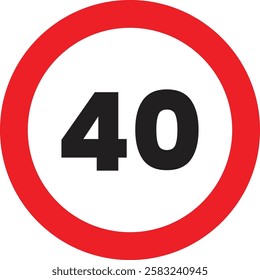 driving speed limit 40 kph sign