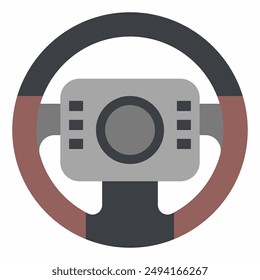 Driving steering wheel vector cartoon illustration isolated on a white background.