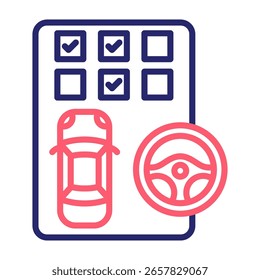 Ilustración vectorial de color del icono de prueba de conducción
