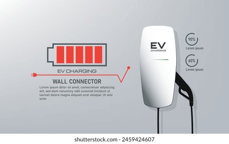 Impulso hacia la sostenibilidad, vehículos eléctricos e infraestructura de carga de vehículos eléctricos, energía verde para un medio ambiente más limpio, diseño de Vectores