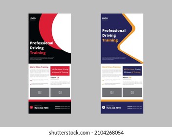 Driving Training roll up banner template design. training service banner leaflet design. cover, poster, roll up banner, print-ready