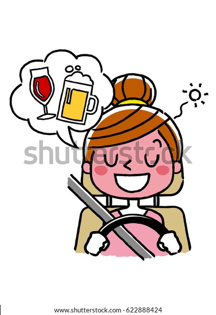 Driving woman:\
Drinking alcohol and\
driving