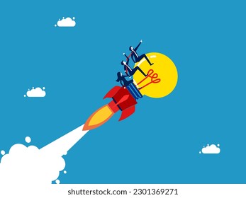 Driving your business forward with smart ideas. business team driving light bulbs forward