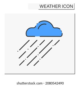 Drizzle Color Icon. Shallow Rain From Cloud.Freezing Mist. Rainy Clouds. Overcast And Rainy Weather. Weather Concept. Isolated Vector Illustration